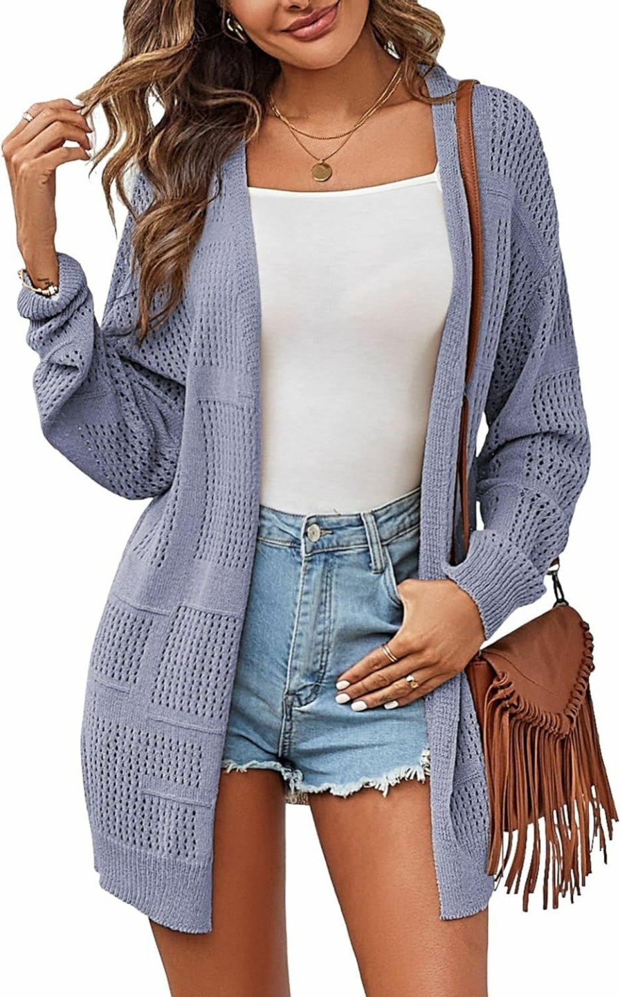 Sweaters | ZAFUL Zaful Women'S Summer Cardigan Open Front Sweater Casual Long Sleeve Boho Crochet Knit Cover Up