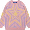 Sweaters | Aelfric Eden Aelfric Eden Oversized Graphic Sweater Color Block Knitted Pullover Crewneck Casual Streetwear Sweaters Blue