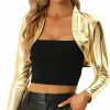 Sweaters | Allegra K Allegra K Women'S 80S Dsico Jackets Open Front Bolero Shurgs Holographic 1989 Party Outfit Cropped Cardigan