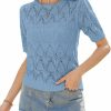 Sweaters | GRACE KARIN Grace Karin Women'S Puff Short Sleeve Pullover Sweater Tops Hollow Out Crew Neck Knit Sweater Blouse Crochet Shirt