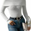 Sweaters | MakeMeChic Makemechic Women'S Off Shoulder Fold Over Long Sleeve Sweater Pullover Tops