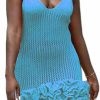 Sweaters | Tcremisa Tcremisa Women'S Crochet V Neck Layer Ruffle Hem Sweater Dress Backless Bodycon Short Mini Knit Pullover Dresses