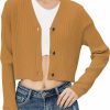 Sweaters | Satuun Satuun Women'S Long Sleeve Cropped Cardigan V Neck Solid Button Down Knit Bolero Shrugs