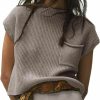 Sweaters | Himosyber Himosyber Women'S Solid Sleeveless Vest Mock Neck Cap Sleeve Knitwear Sweater Tops