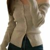 Sweaters | COZYEASE Cozyease Women'S Knit Cardigan Button Front Asymmetrical Neck Y2K Cardigan Sweater