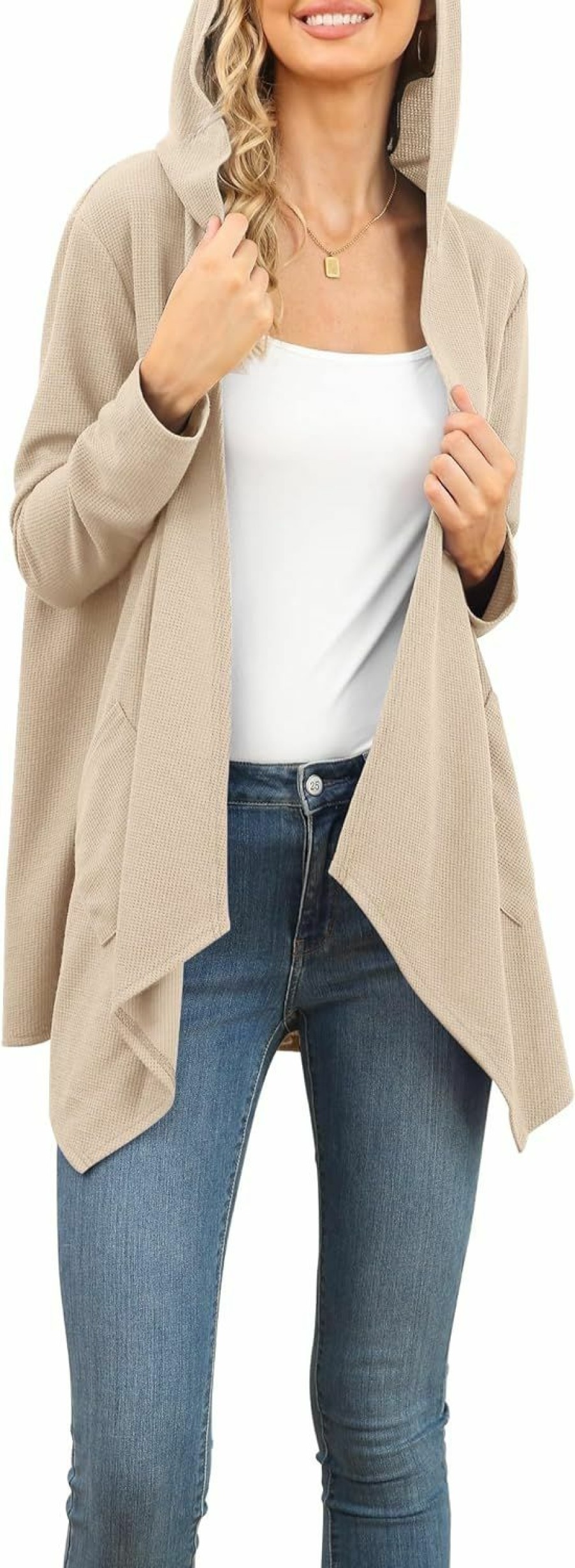 Sweaters | VIISHOW Viishow Womens Lightweight Casual Hoodie Cardigans Open Front Waffle Knit Long Sleeve Outwear Coat With Pockets