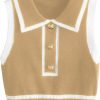 Sweaters | Verdusa Verdusa Women'S Button Front Striped Collar Sleeveless Sweater Vest Knit Top