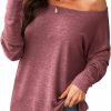 Sweaters | CUPSHE Cupshe Women Long Sleeve Off The Shoulder Knitted Tops Casual Loose Fit Solid Pullover