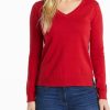 Sweaters | Nautica Nautica Women'S Effortless J-Class Long Sleeve 100% Cotton V-Neck Sweater