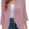 Sweaters | Yekaty Yekaty Women Cardigan 3/4 Sleeves Open Front Lightweight Cardigan Draped Ruffles Knit Cardigan