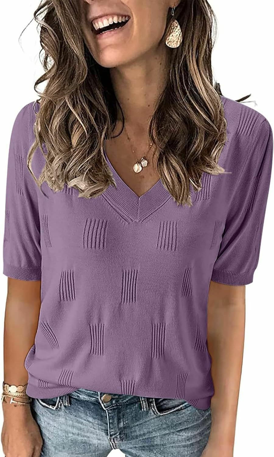 Sweaters | Yincro Yincro Womens Short Sleeve Sweaters Spring Summer Tops V Neck Lightweight Knit Shirts