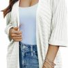 Sweaters | SHEWIN Shewin Women'S Casual 3/4 Short Sleeve Open Front Lightweight Cable Knit Kimono Cardigan Sweaters