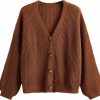 Sweaters | Verdusa Verdusa Women'S Plus Size V Neck Button Up Drop Shoulder Cardigan Sweater