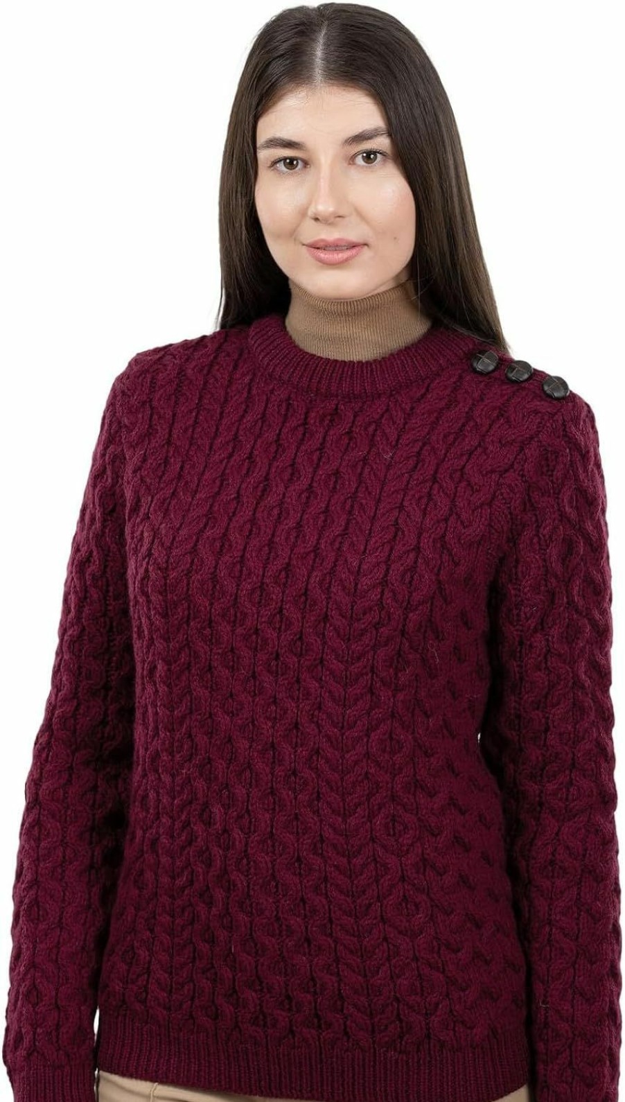 Sweaters | SAOL Saol Women'S 100% Merino Wool Side Button Sweater Fit Knitwear