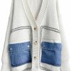 Sweaters | CHARTOU Chartou Women'S Open Front Cardigan Oversized Button Down Denim Jean Patchwork Sweater Coat