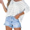 Sweaters | CUPSHE Cupshe Women'S V Neck Long Sleeve Crochet Apricot Cover-Up Top Winter Casual Knit Pullover Sweater