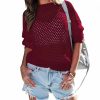 Sweaters | Doshoop Women'S Crochet Crewneck Lightweight Hollow Out Long Sleeve Sexy Knit Sweater