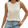 Sweaters | CiCiBird Cicibird Women Cute Crop Sweaters Vest Knit Sleeveless Pullover Tops Crochet Ruffle Hem Tank