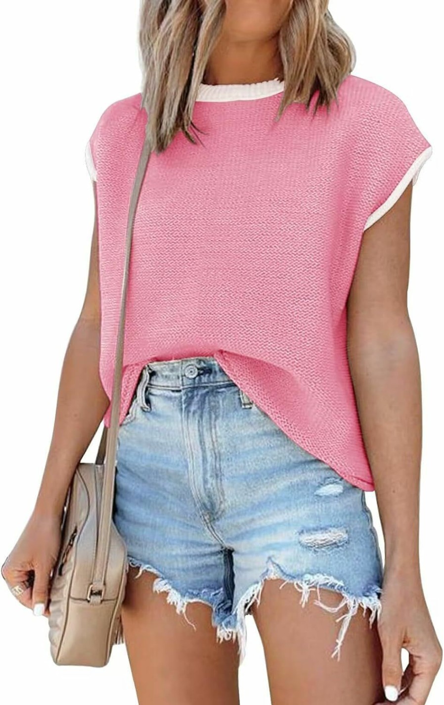 Sweaters | Disamer Cap Sleeve Knit Sweater Tops Sleeveless Vest Summer Tops 2024 Clothes Oversized Tank Tops Trendy T Shirts