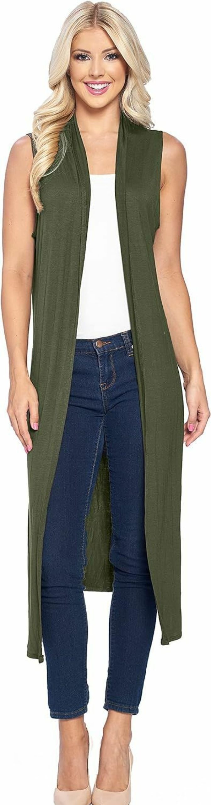 Sweaters | Isaac Liev Isaac Liev Women'S Sleeveless Cardigan Casual Long Maxi Open Front Flowy Drape Lightweight Duster Vest Made In Usa