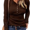 Sweaters | Kancy Kancystore Women'S Long Sleeve Tops Lace V Neck Button Down Henley Shirts Blouses