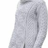 Sweaters | Aran Crafts Aran Crafts Women'S Irish Soft Cable Knitted Side Zip Coat (100% Merino Wool)