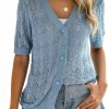 Sweaters | Zeagoo Zeagoo Women'S Short Sleeve 2024 Summer Crochet Cropped Cardigan V Neck Button Up Bolero Shrug Sweater