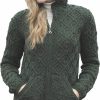 Sweaters | Aran Crafts Aran Crafts Women'S Soft Cable Knit Honeycomb Hood Cardigan (100% Merino Wool)