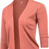 Sweaters | URRU Urru Women'S Classic 3/4 Sleeve Open Front Cropped Cardigan Sweater Lightweight Knit Short Shrugs