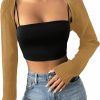 Sweaters | Verdusa Verdusa Women'S Long Sleeve Open Front Knitted Shrug Crop Cardigan Sweater