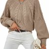 Sweaters | Dokotoo Dokotoo Women'S Pullover Sweater Casual Long Sleeve Crewneck Loose Cable Knit Chunky Jumper Tops