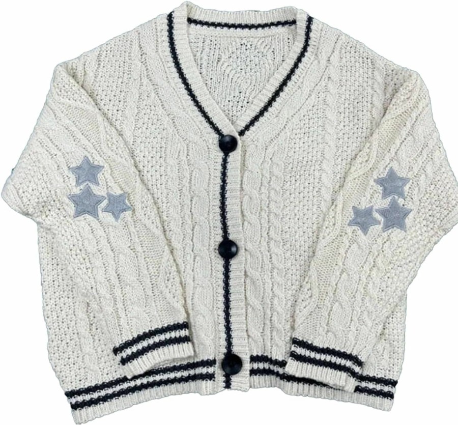 Sweaters | Aiyify Star Cardigan Y2K Sweater Vintage Aesthetic Goth Crochet Cardigan Sweater Jacktet Hoodie Cardigan For Women