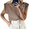 Sweaters | Hooever Hooever Women'S Turtleneck Sleeveless Knitted Tank Tops Shoulder Pads Sweater Vest