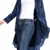 Sweaters | Urban CoCo Urban Coco Women'S Long Sleeve Velvet Cardigan Coat With Asymmetric Chiffon Hem