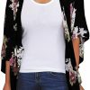 Sweaters | FINOCEANS Womens Floral Chiffon Kimono Cardigans Loose Beach Cover Up Half Sleeve Tops