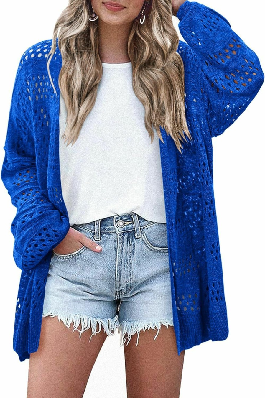 Sweaters | HOTOUCH Hotouch Lightweight Crochet Cardigan For Women Long Sleeve Open Front Knit Oversized Cardigans Sweaters