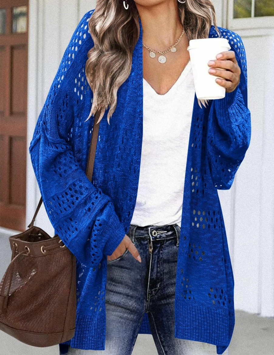 Sweaters | HOTOUCH Hotouch Lightweight Crochet Cardigan For Women Long Sleeve Open Front Knit Oversized Cardigans Sweaters