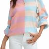 Sweaters | chouyatou Chouyatou Women'S Casual Crew Neck Color Block Striped Patchwork Knitted Pullover Sweater Tops