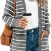 Sweaters | TASAMO Tasamo Womens Color Block Striped Draped Kimono Cardigan Long Sleeve Open Front Casual Knit Sweaters Coat Soft Outwear