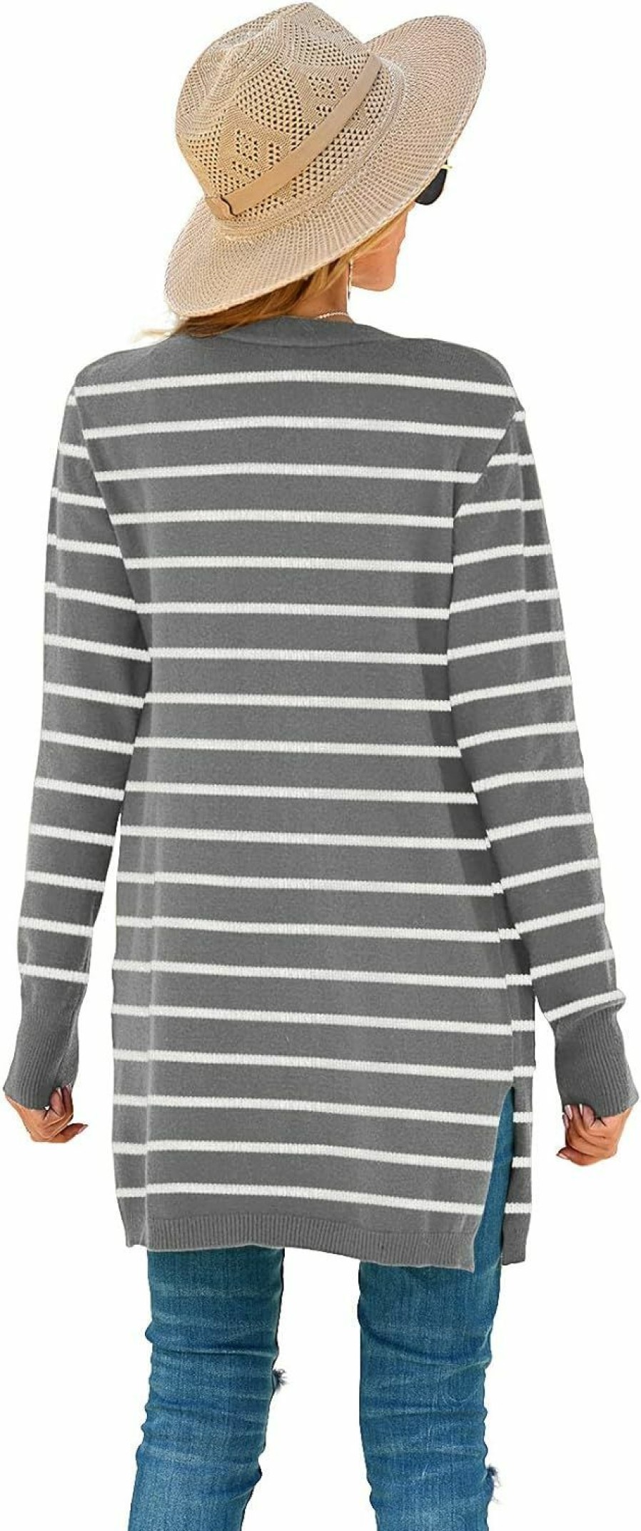 Sweaters | TASAMO Tasamo Womens Color Block Striped Draped Kimono Cardigan Long Sleeve Open Front Casual Knit Sweaters Coat Soft Outwear