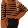 Sweaters | PRETTYGARDEN Prettygarden Women'S 2024 Fall Striped Sweater Oversized Long Sleeve Crew Neck Side Slit Casual Trendy Knit Pullover Sweaters