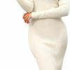 Sweaters | ninovino Ninovino Women'S Crewneck Ribbed Sweater Dress Long Sleeve Slim Fit Knitted Midi Pencil Dress