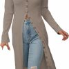 Sweaters | SweatyRocks Sweatyrocks Women'S Casual Long Sleeve Button Front Long Coat V Neck Ribbed Knit Cardigan