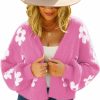 Sweaters | EQQILL Women'S Long Sleeve Open Front Cardigan Loose Knit Sweater Cardigans Floral Casual Outerwear