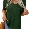 Sweaters | Dokotoo Dokotoo Womens Fashion Spring Summer Tops Basic Loose Short Sleeve Side Slit Ribbed Knit Top Casual Sweaters With Pocket