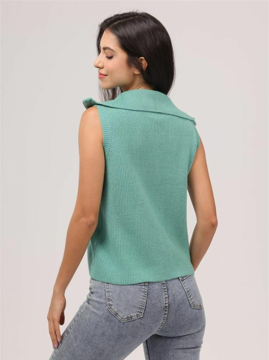 Sweaters | KEOMUD Keomud Women'S 2024 Sleeveless Half Zip Sweater Vest High Neck Casual Ribbed Knit Pullover Tank Tops