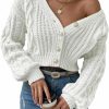 Sweaters | SHENHE Shenhe Women'S Drop Shoulder Button Front Long Sleeve Cute Cropped Cardigan Sweater